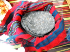 Always tortillas, but these made with black corn flour